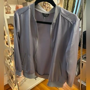 Topshop blue gray satin bomber